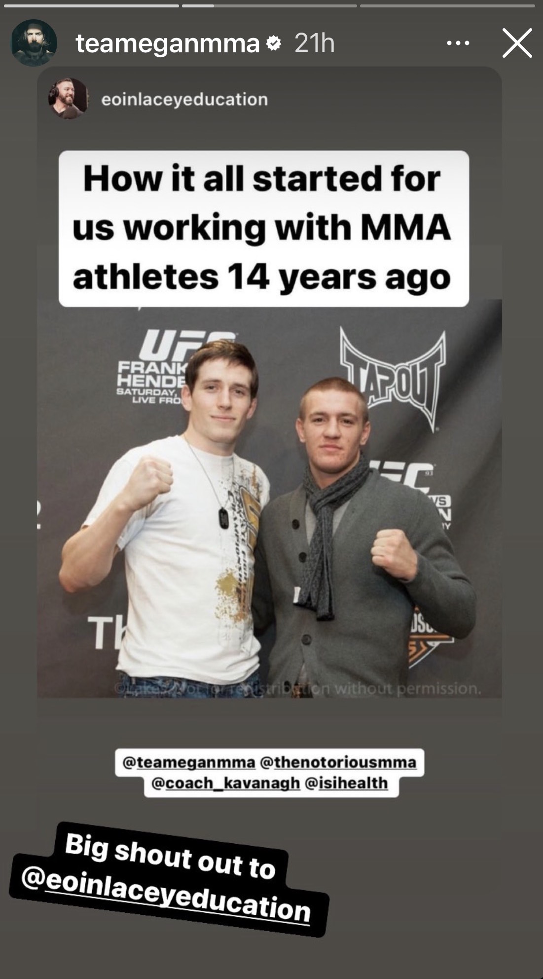 Conor McGregor is unrecognizable as Tom Egan, former teammate and Irish UFC star, shares a 2009 snap of the pair