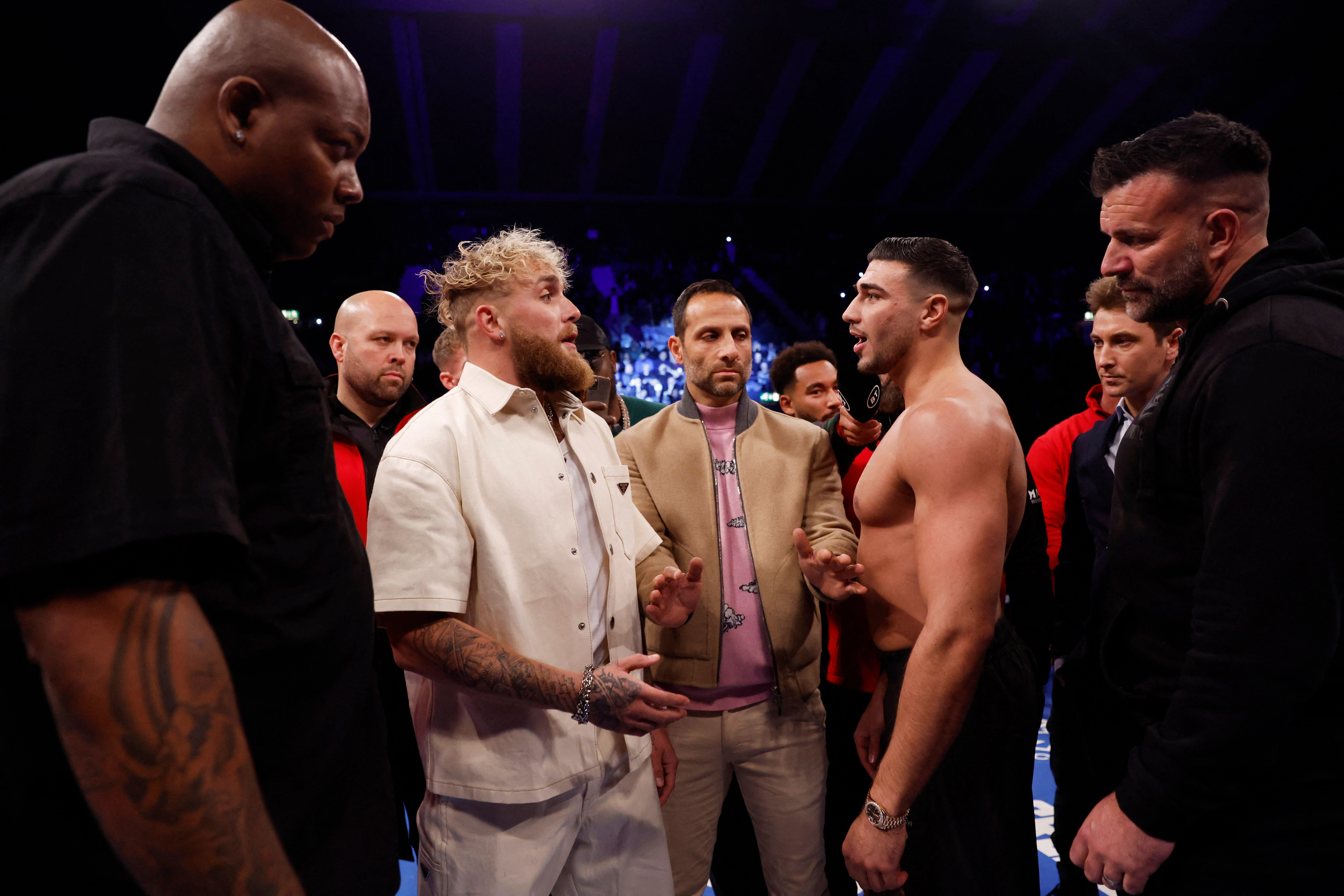 Jake Paul makes Tyson Fury giggle as he warns him that he will have to divorce brother Tommy when he is 'knocked-out by Disney star'