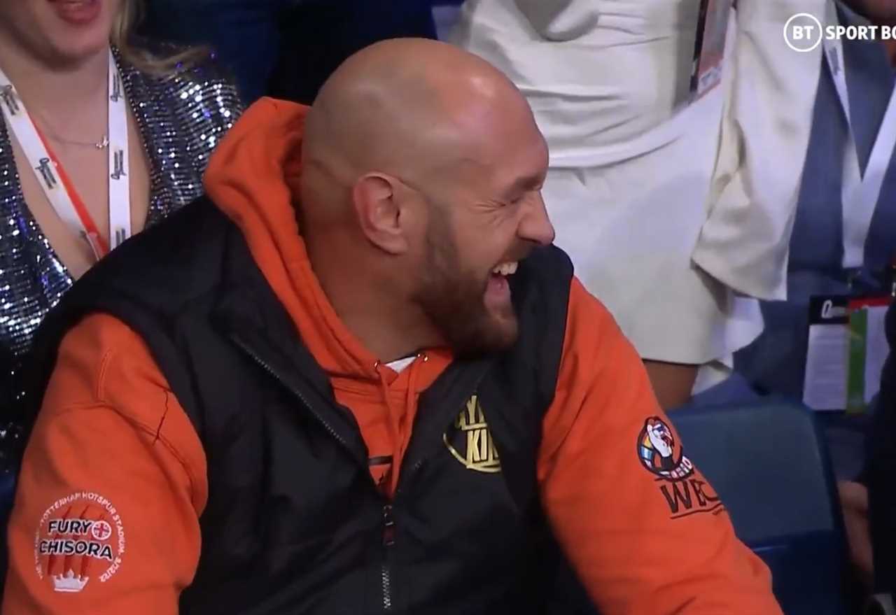 Jake Paul makes Tyson Fury giggle as he warns him that he will have to divorce brother Tommy when he is 'knocked-out by Disney star'