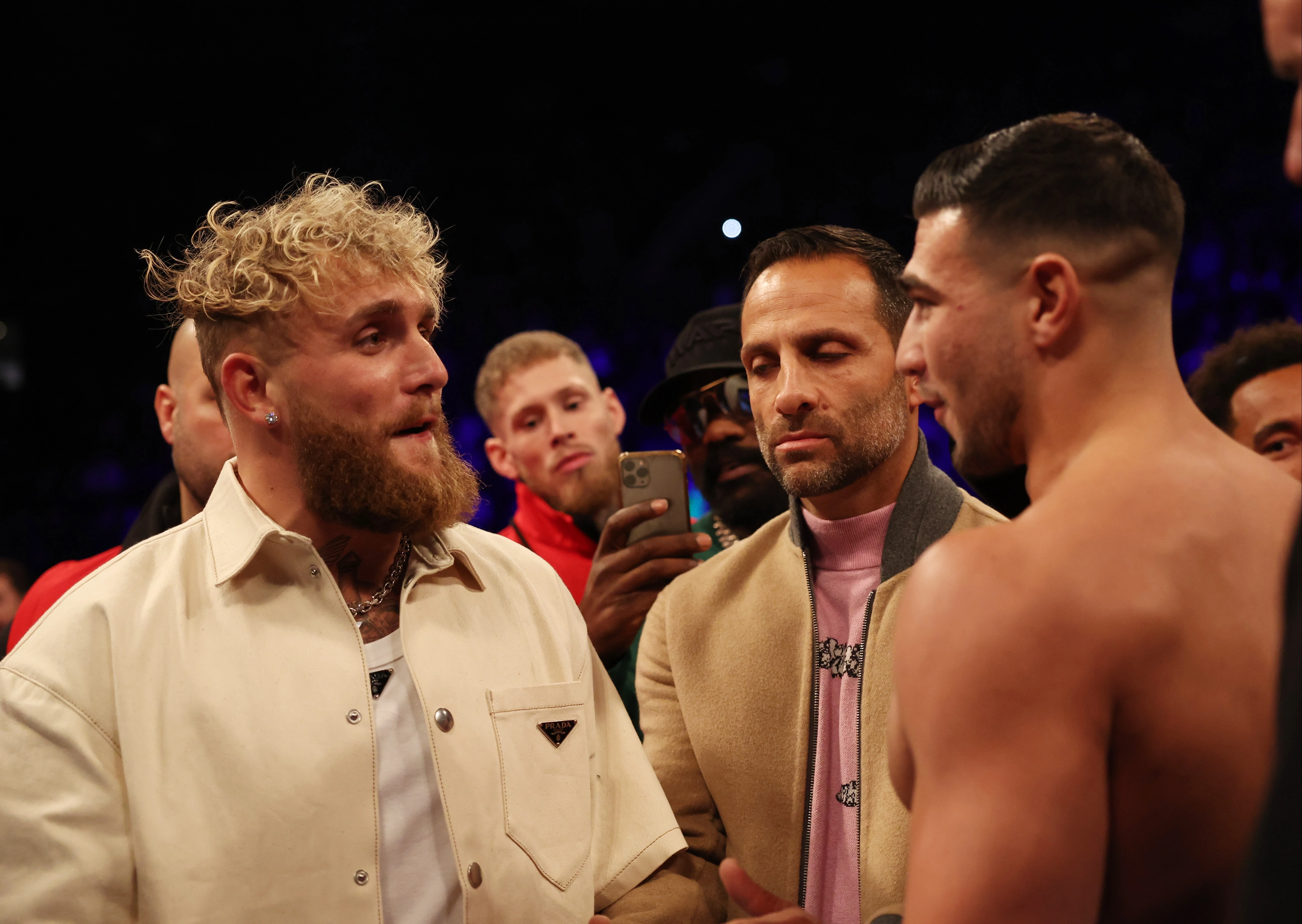 Jake Paul makes Tyson Fury giggle as he warns him that he will have to divorce brother Tommy when he is 'knocked-out by Disney star'