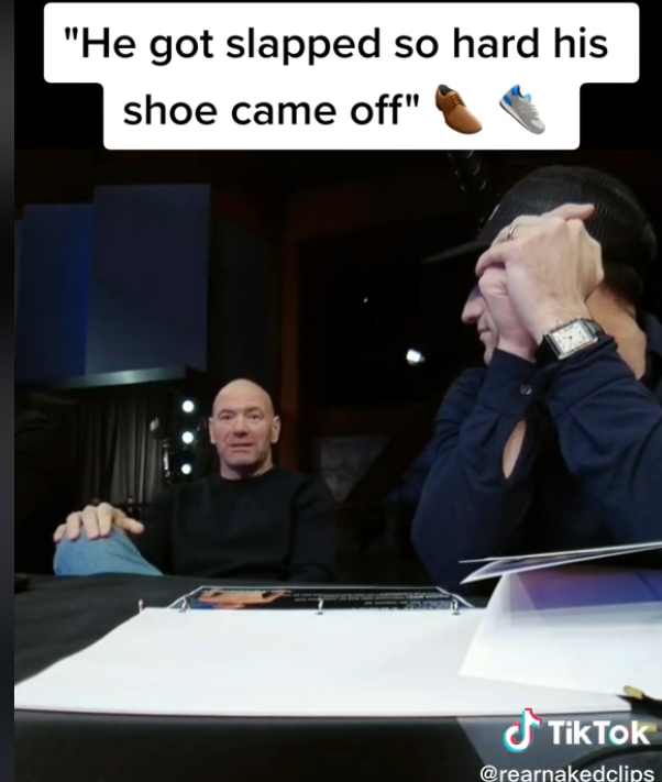 Dana White is shocked when a competitor gets so rough that his shoe falls off.