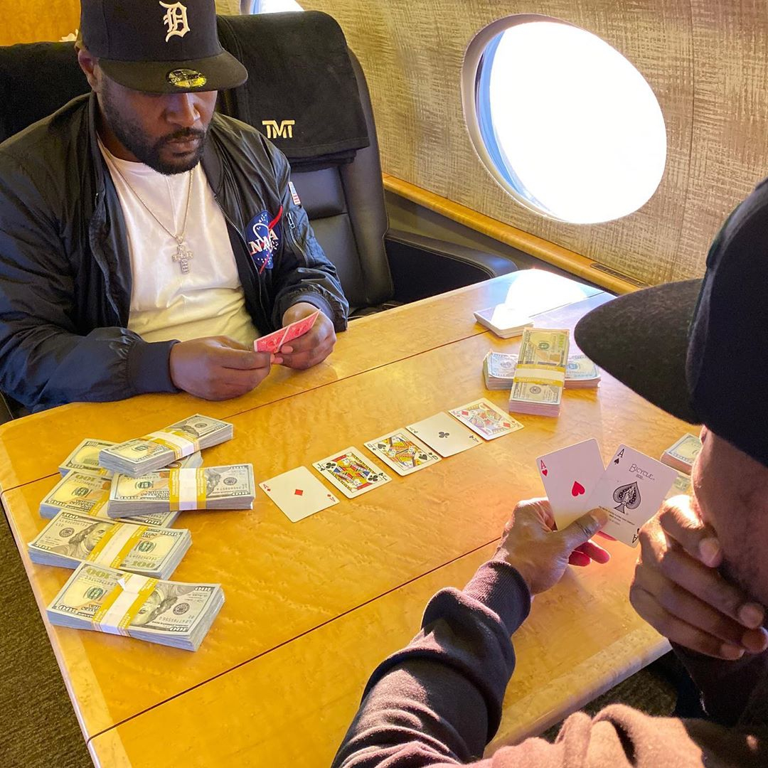Floyd Mayweather has a PS50m private plane, where he gambles and plays poker.