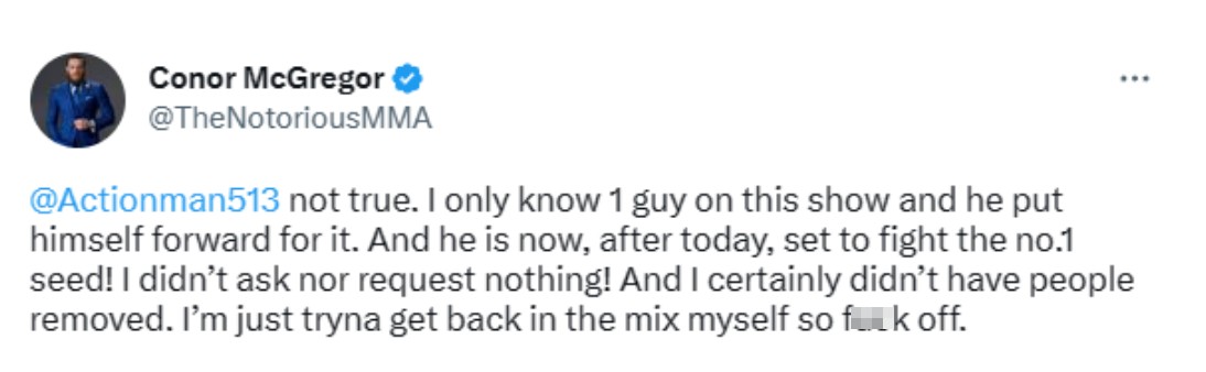 Conor McGregor takes aim at UFC star, after being accused of removing TUF 31 contestants to his team-mates
