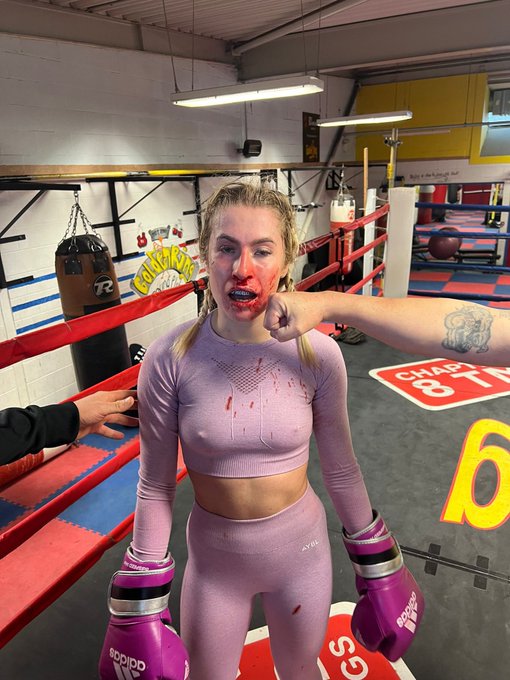 Astrid Wett, a former boxer for OnlyFans, is in a bloody mess while she prepares to fight next on MisFits promotion