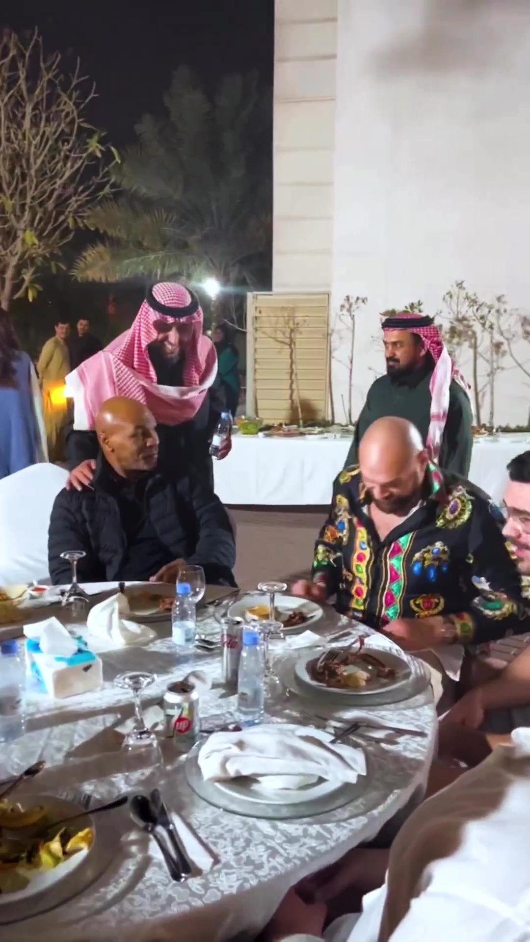 Mike Tyson and Tyson Fury join in sword dancing while boxing legends dine in Saudi Arabia