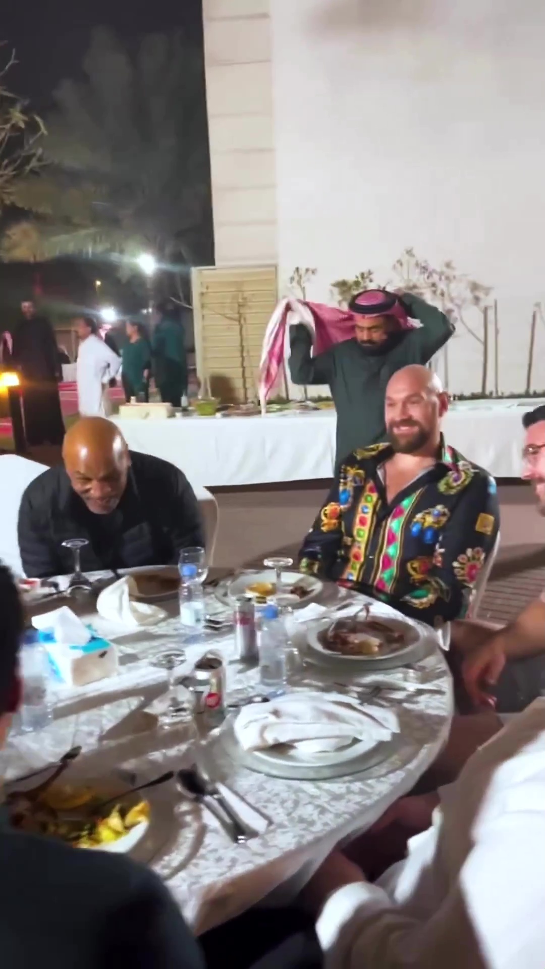 Mike Tyson and Tyson Fury join in sword dancing while boxing legends dine in Saudi Arabia