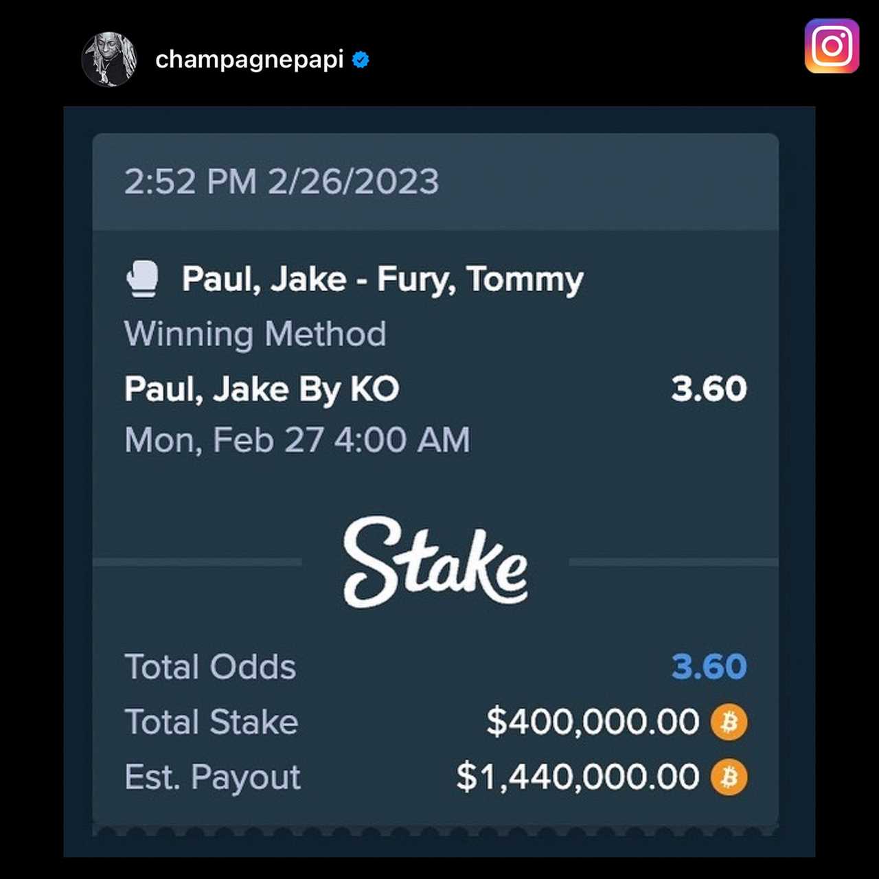 Jake Paul says Tommy Fury's defeat is due to the Drake curse. The rapper lost a staggering $400,000 in Saudi Arabia fights