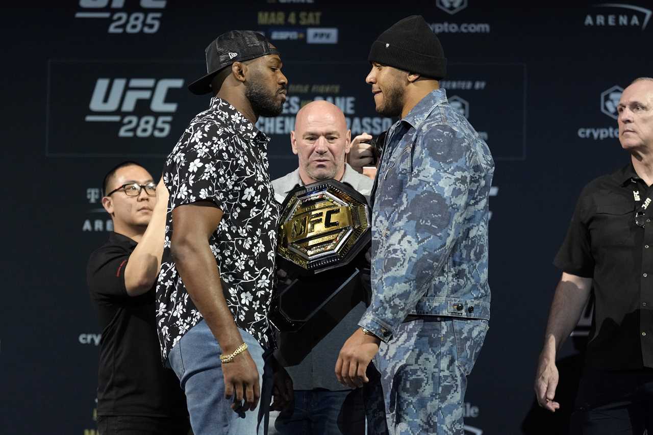 UFC 285 Face Offs: Watch Jon Jones & Ciryl Gane engage in a tense staredown before the title fight