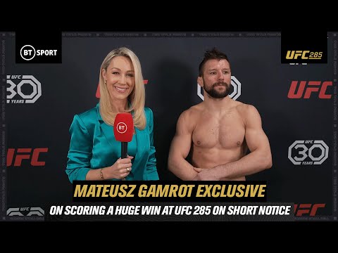 Mateusz Gamrot celebrates a big win over Jalin Turner at UFC 285
