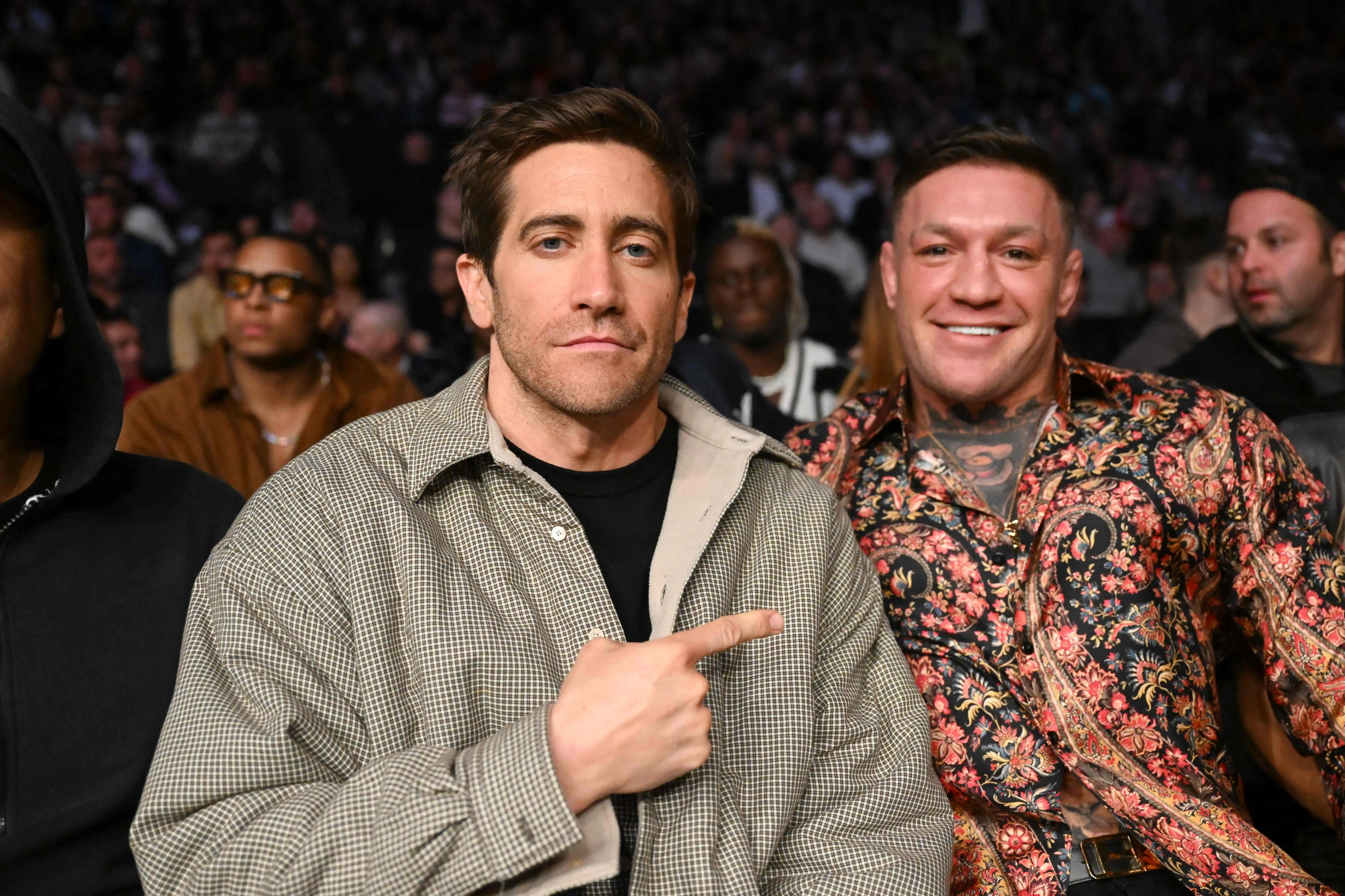 Conor McGregor and Jake Gyllenhaal are seen embracing at UFC 285 following scenes from Hollywood stars.