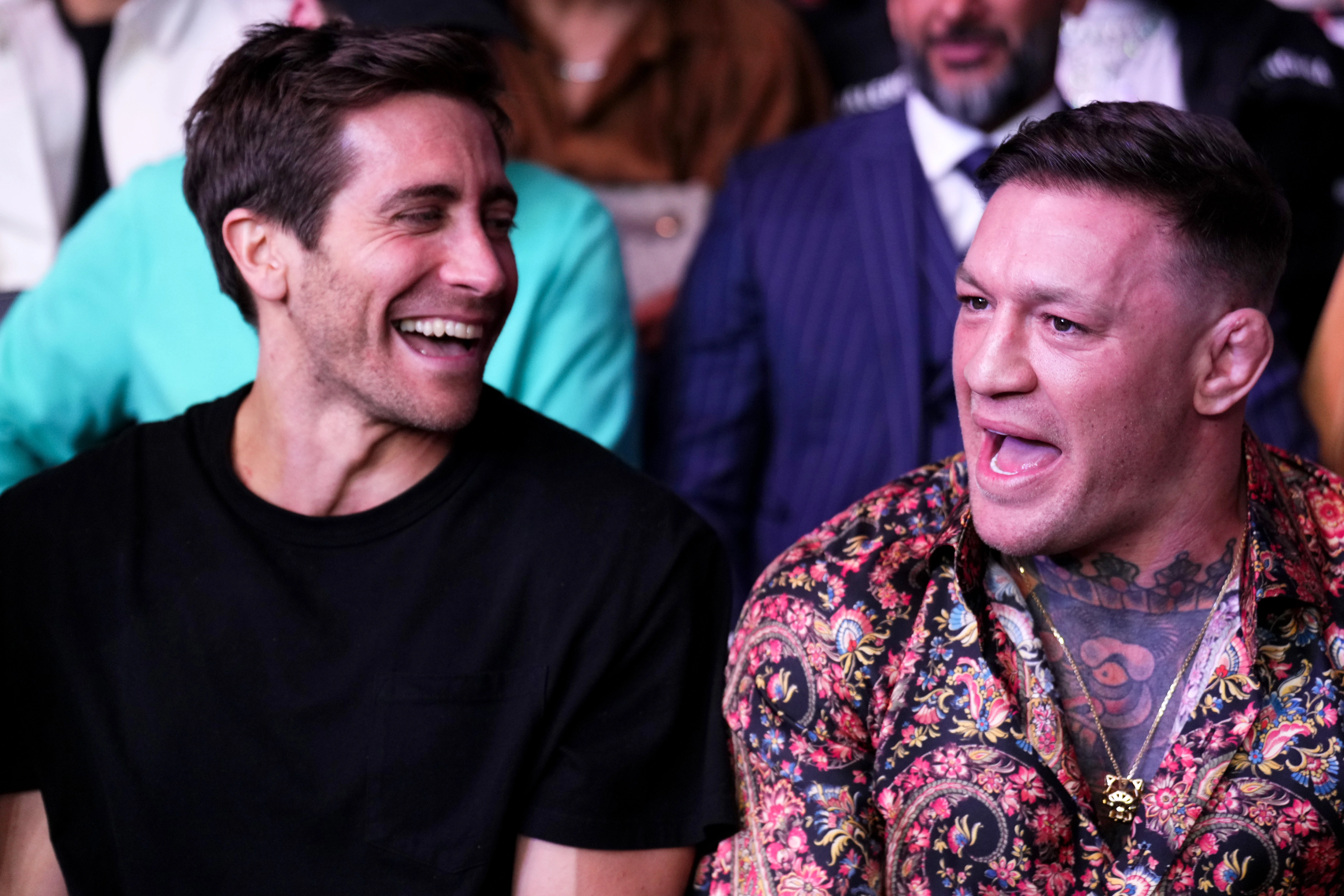Conor McGregor and Jake Gyllenhaal are seen embracing at UFC 285 following scenes from Hollywood stars.