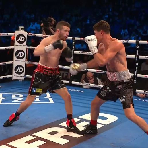 Boxing fans are squeamish when Brit Robbie Davies Jr is injured in the ankle during a loss to Darragh Folley
