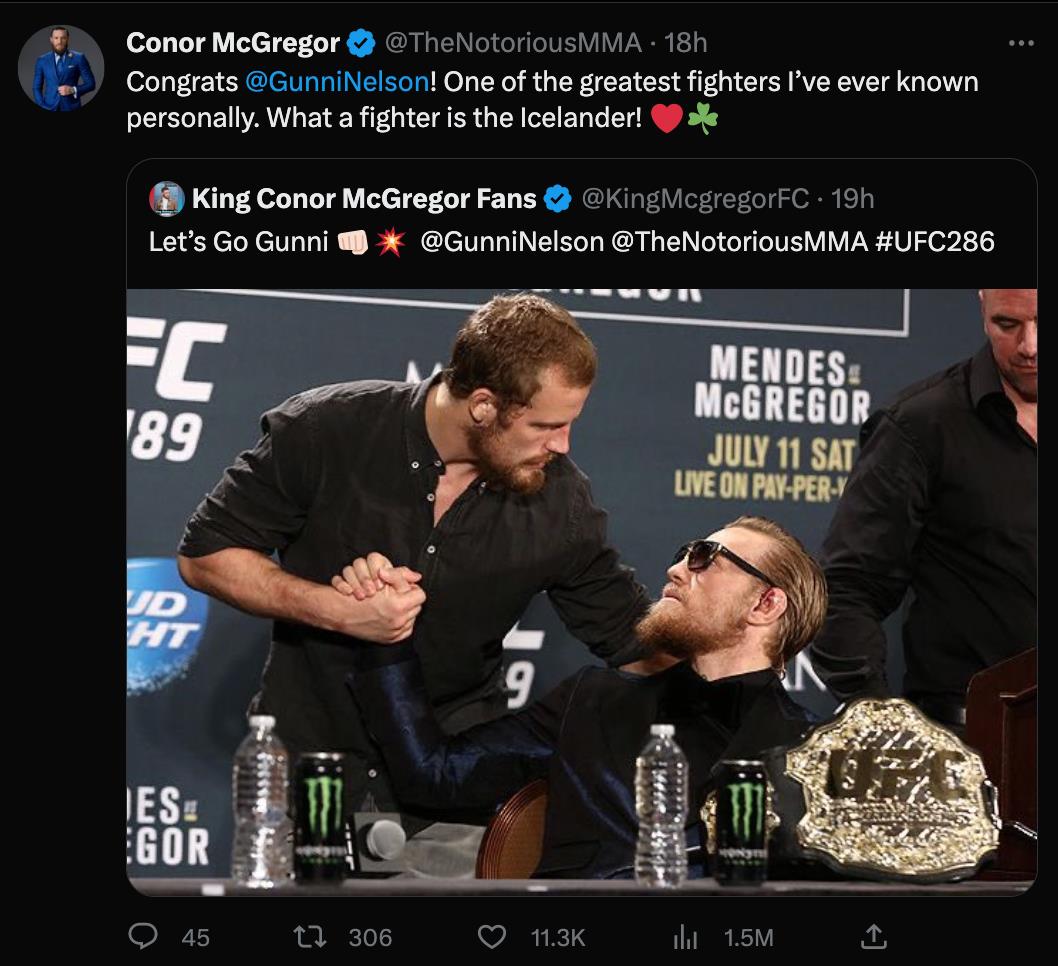 Conor McGregor breaks his silence to praise UFC 286 winner, as he looks at Leon Edwards' title before Chandler fight
