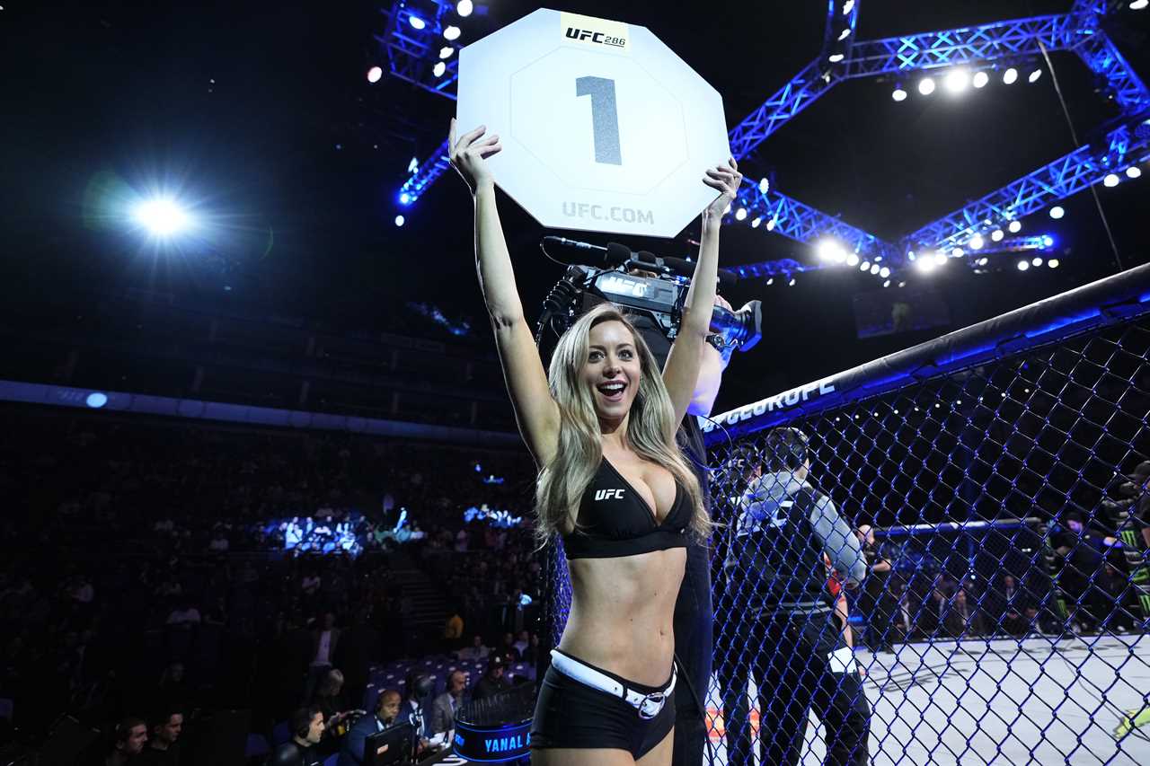 UFC octagon fighter Carly Baker leaves her fellow models stunned by a busty selfie taken in a bikini at O2 during Edwards' win against Usman