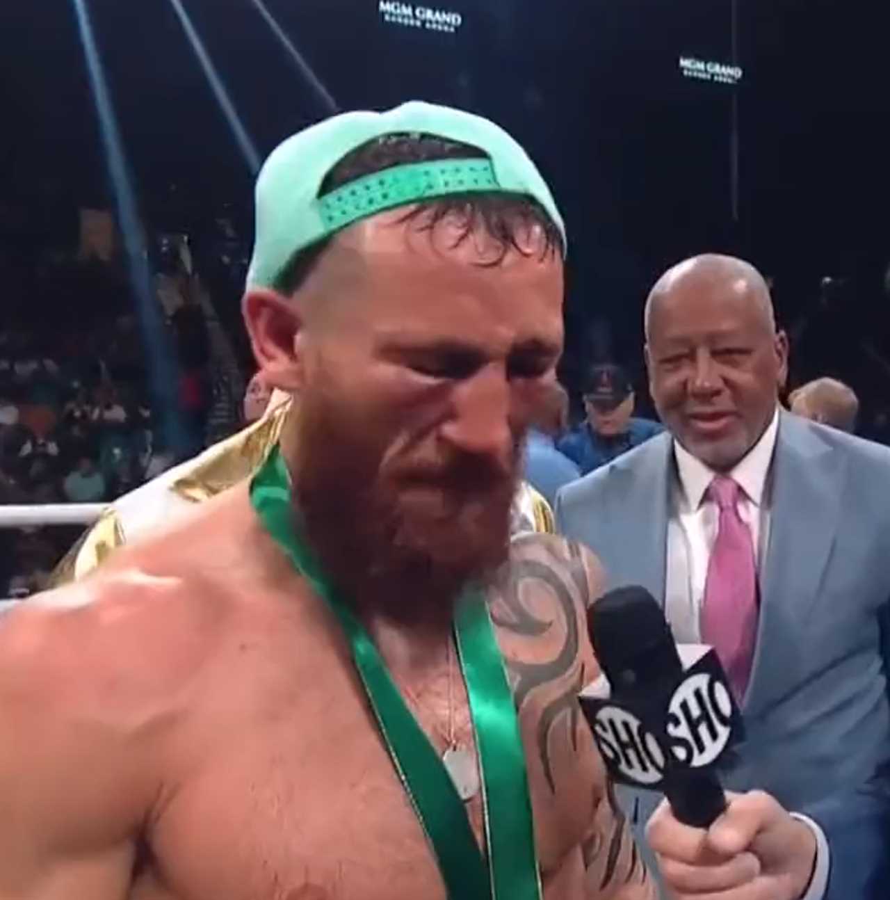 Boxer Cody Crowley, a heartbroken boxer, weeps and dedicates victory to his father who took his life in an emotional post-fight interview