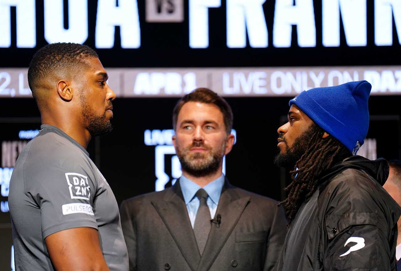 Anthony Joshua gives Jermaine Franklin a chilling warning and the pair refuses to shake hands during a tense face-off