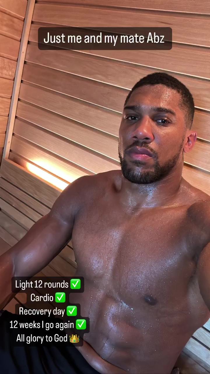 Anthony Joshua celebrates Jermaine Franklin's win with a sweaty sauna session, and then reveals when he will fight again