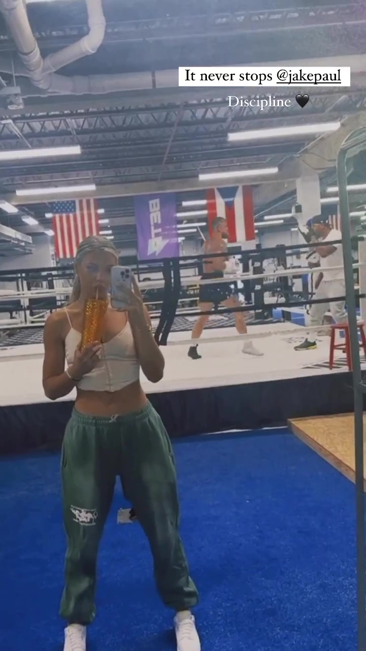 Jake Paul and Jake Paul grow closer while Jake's speed skater girlfriend watches as she participates in a YouTuber's sparring bout.