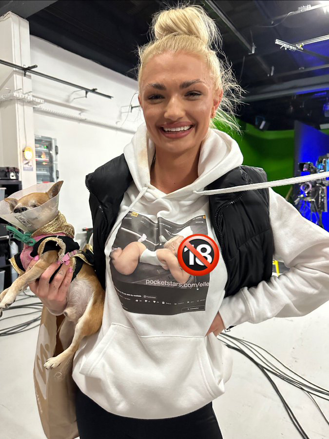Ola Danielka, Elle Brooke's rival, mocks the OnlyFans star with a X-rated hoodie during a heated face-off.