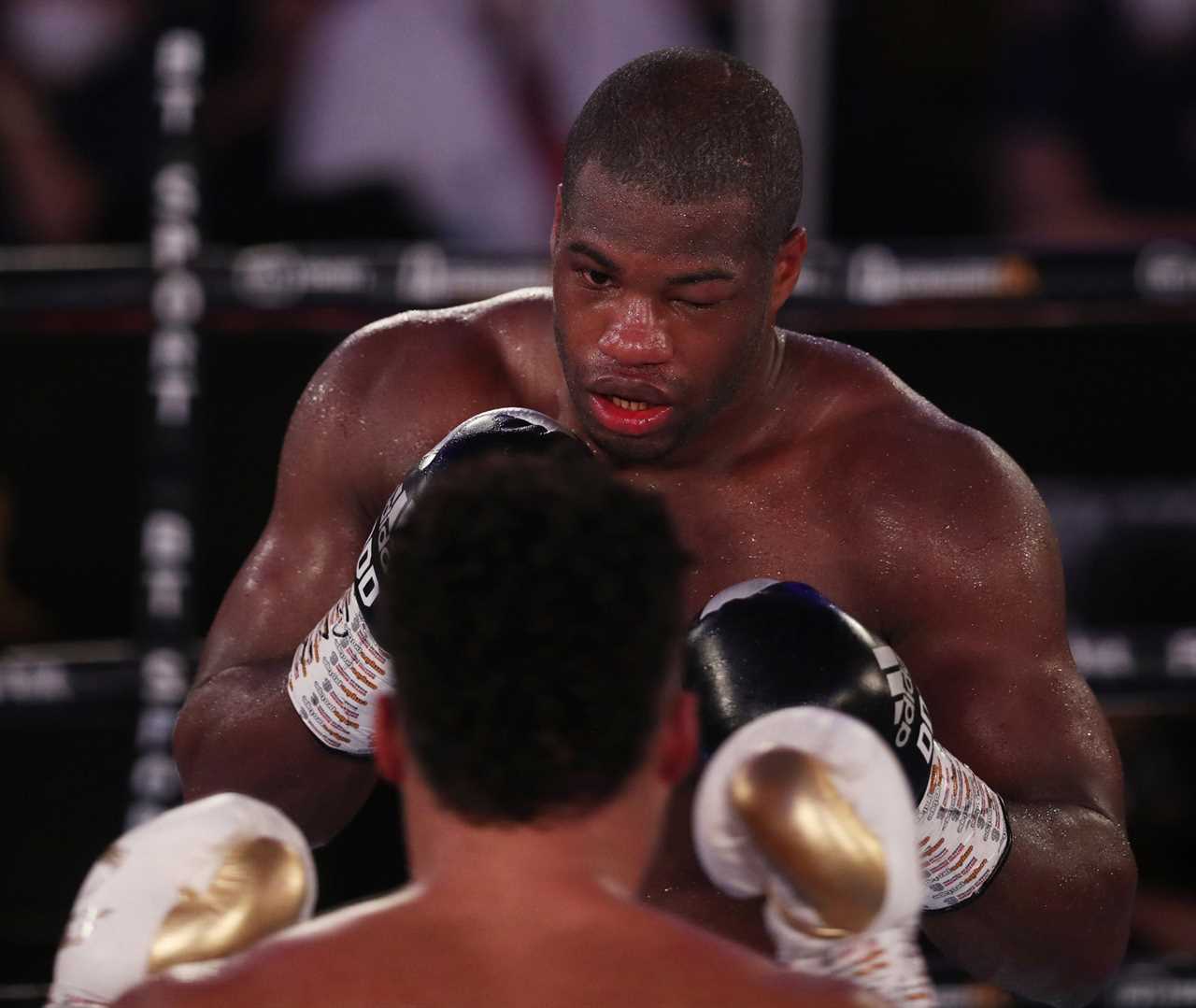 Joe Joyce calms his angry mother after she interrupts the post-fight interview