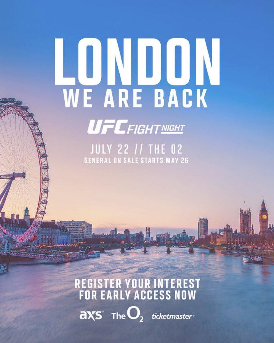 UFC London confirmed on July 22, as Dana White says he will put on something SPECIAL for Brit fans