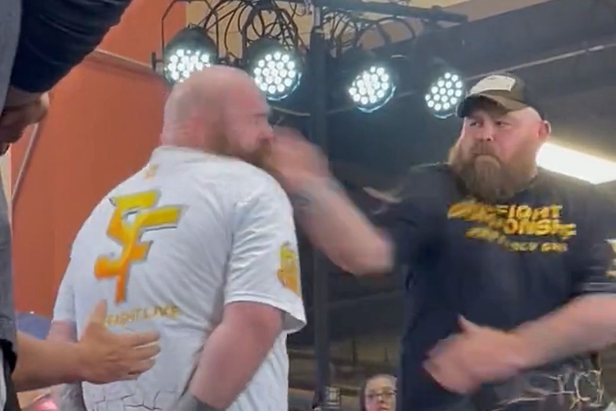 Former UFC star with bushy hair and beard KOs opponent with monster blow at savage Slap Fighting Championship