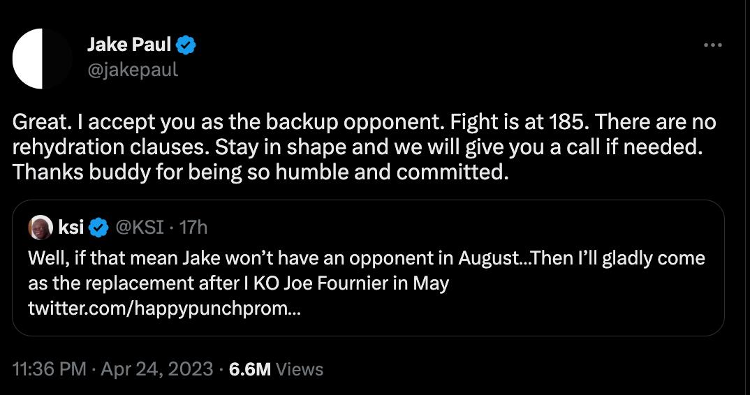 KSI accepts Jake Paul's fight after former UFC star Nate Diaz is arrested