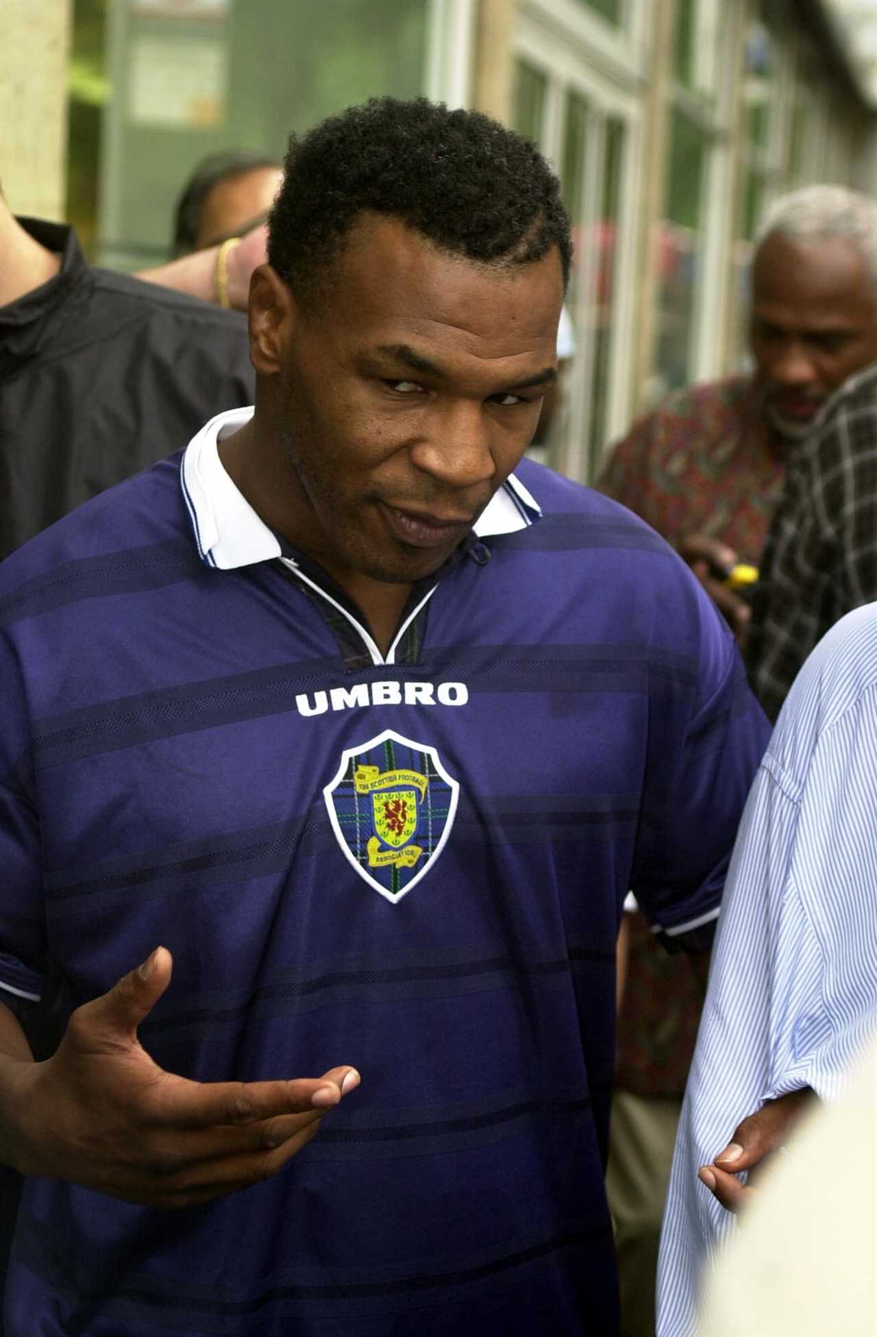 Mike Tyson's collection of football shirts, including those of two rivals as well as the Premier League club that represents Mike Tyson