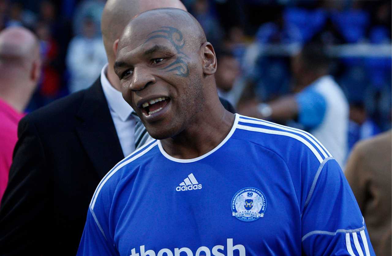 Mike Tyson's collection of football shirts, including those of two rivals as well as the Premier League club that represents Mike Tyson