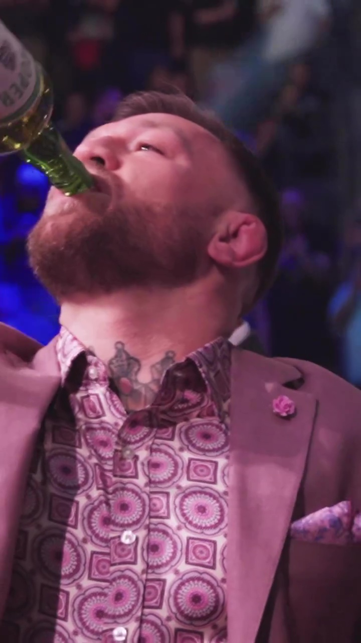 UFC legend Conor McGregor drinks Proper 12 whisky from the ringside during bare-knuckle fighting.