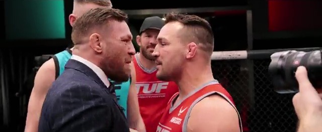 Conor McGregor slaps Michael Chandler on the face while filming TUF 31 as Dana White's teaser footage airs