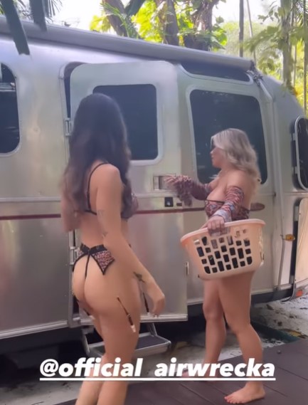 Ex-UFC star Paige VanZant flashes the flesh in very racy one-piece for video with fellow OnlyFans model pal