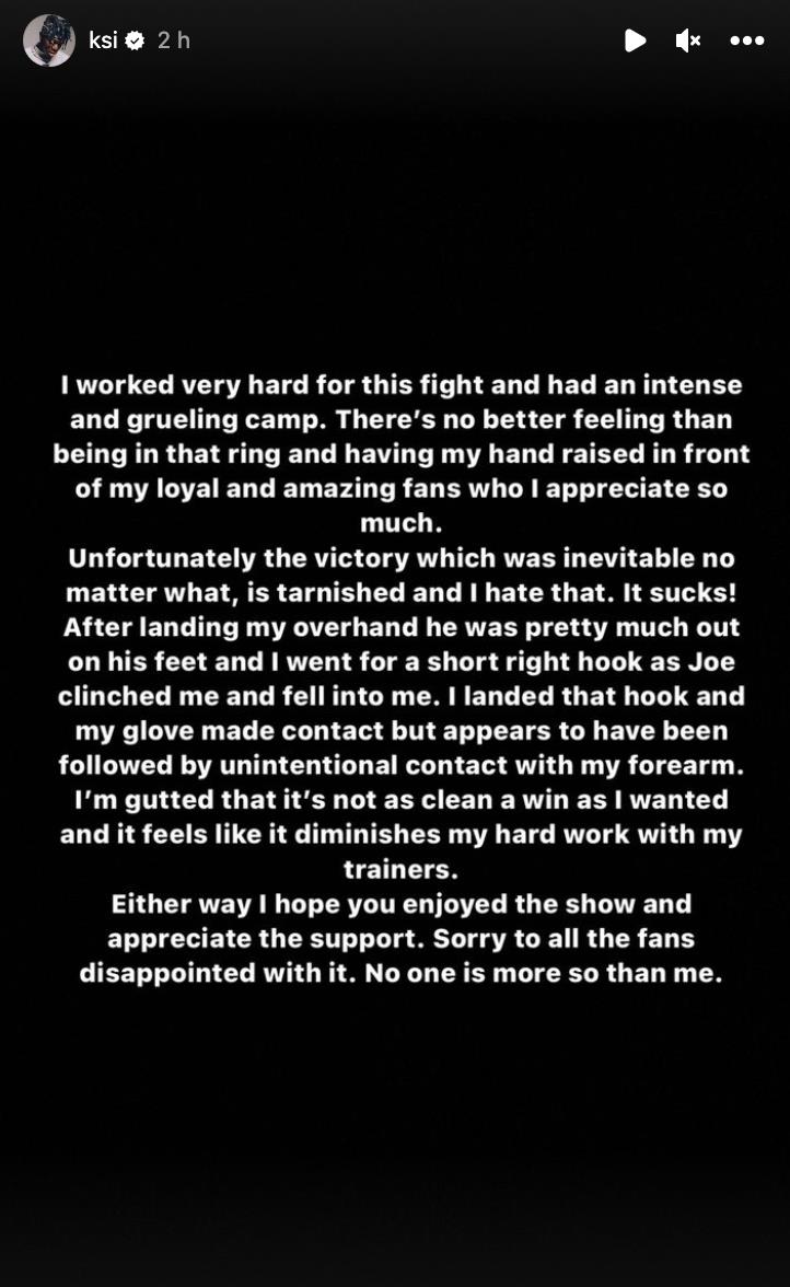 KSI releases statement on controversial Joe Fournier's elbow KO, as boxing officials weigh up OVERTURNING Youtuber's victory