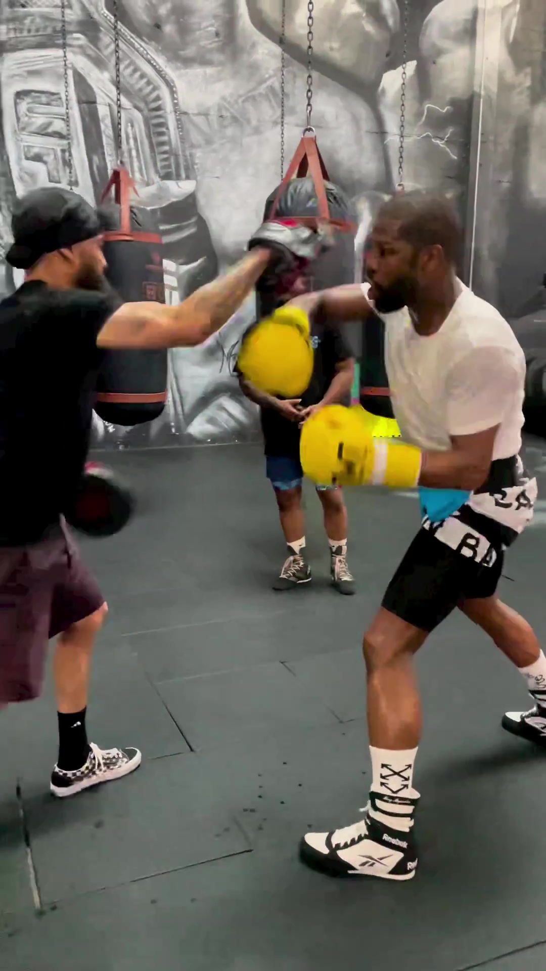 Floyd Mayweather shares his boxing masterclass to fans who are'mesmerised' by the legend's hands