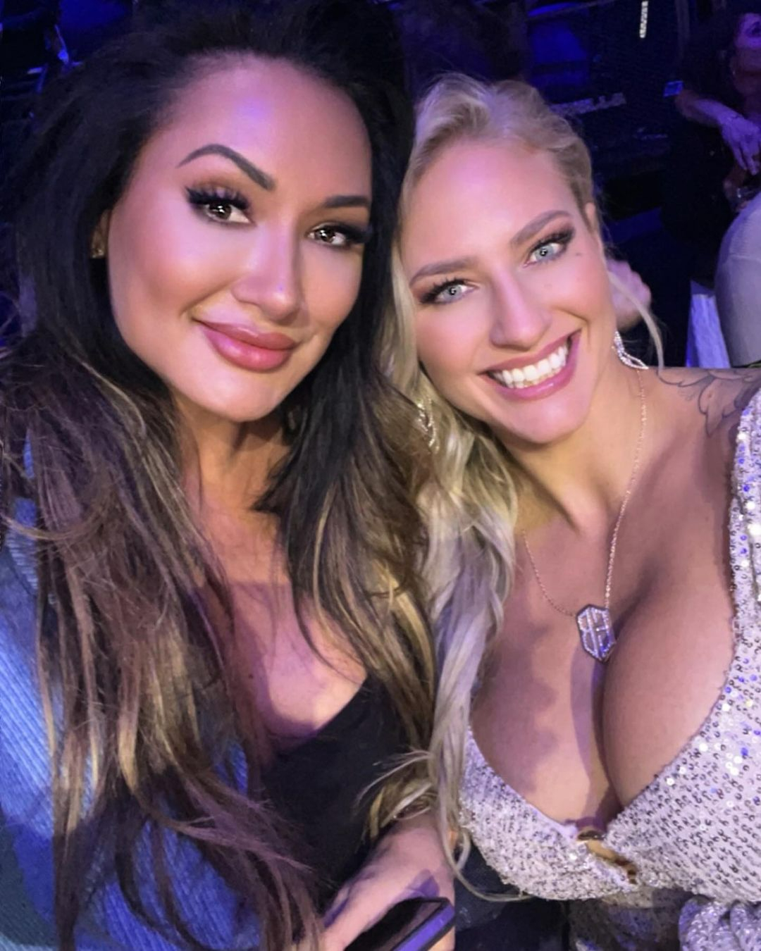 OnlyFans stunners Ebanie bridges and Michelle Joy Phelps sent fans wild with a sexy photo together at Katie Taylor's fight