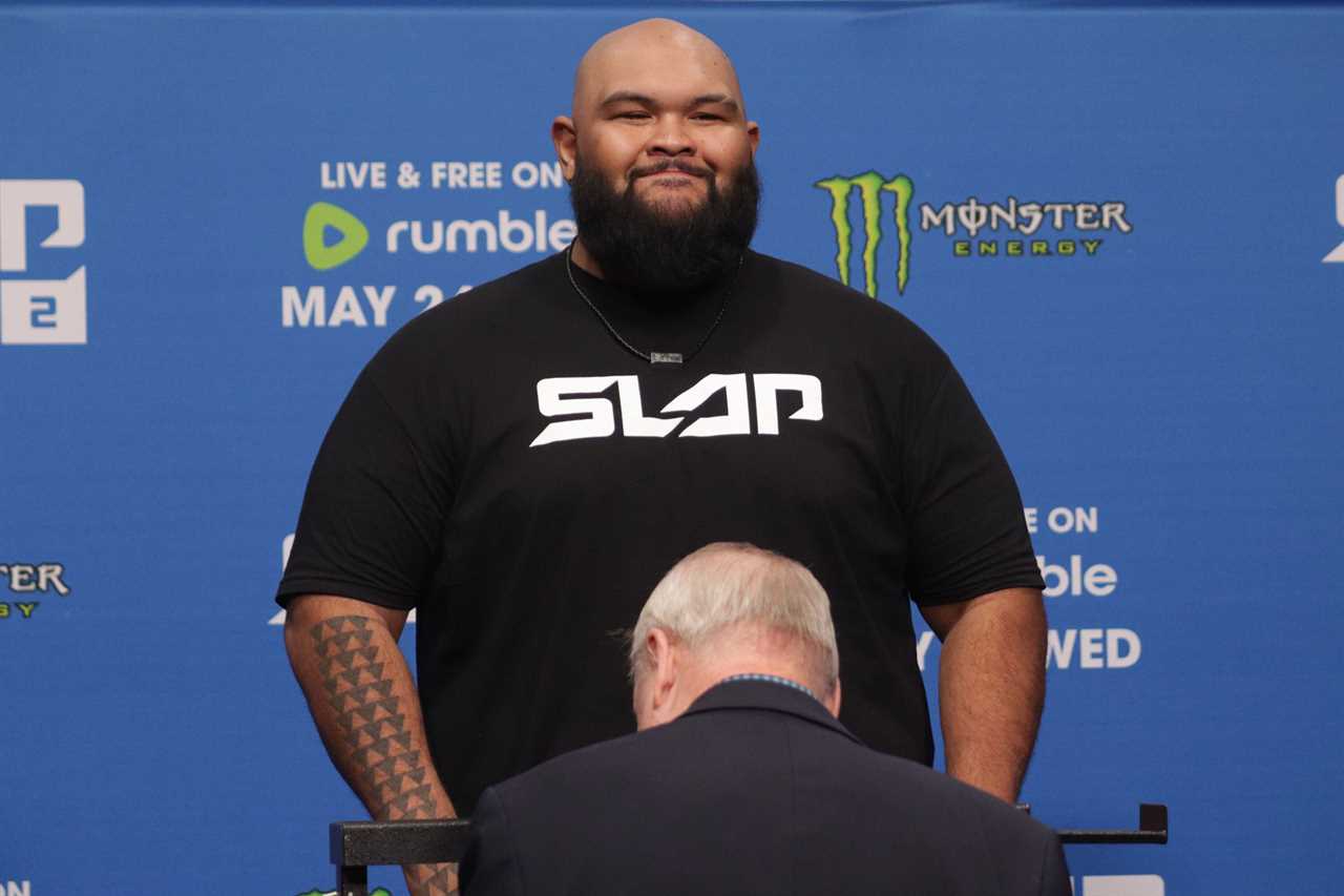 The combined weight of the fighters for Power Slap is 59 STONES. One even ate a chocolate bar while on the scales.