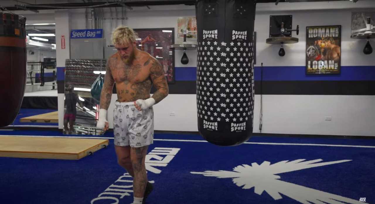 The two-story warehouse gym of Jake and Logan Paul in Puerto Rico, built for $4 million with a boxing ring and weights.
