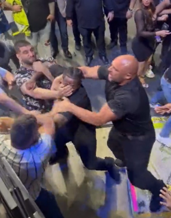 Watch men swinging at each other in a mass brawl at Mayweather vs Gotti 3