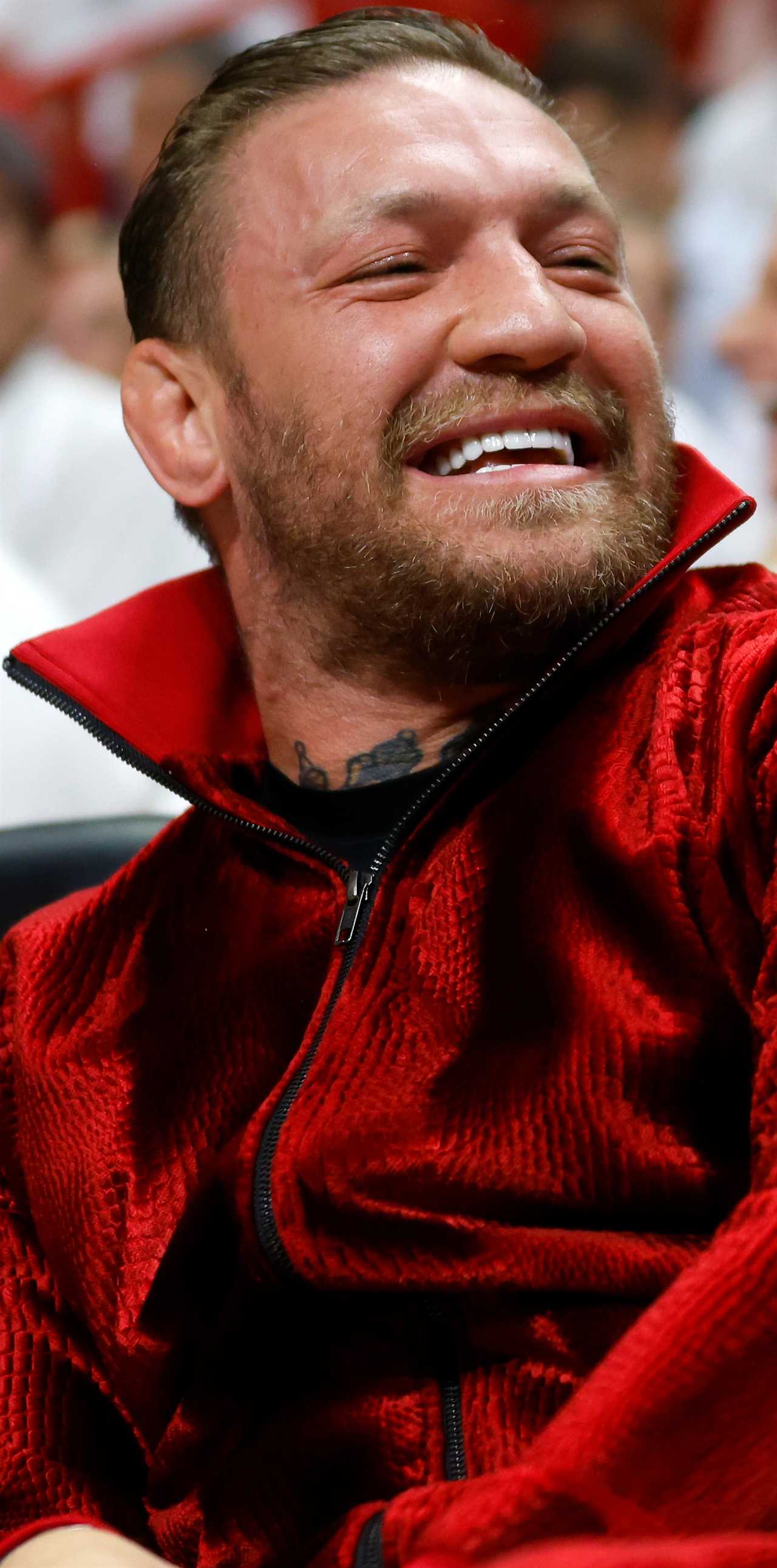 MIAMI, FLORIDA - JUNE 09: Conor McGregor is seen in attendance during Game Four of the 2023 NBA Finals between the Denver Nuggets and the Miami Heat at Kaseya Center on June 09, 2023 in Miami, Florida. NOTE TO USER: User expressly acknowledges and agrees that, by downloading and or using this photograph, User is consenting to the terms and conditions of the Getty Images License Agreement. (Photo by Mike Ehrmann/Getty Images)