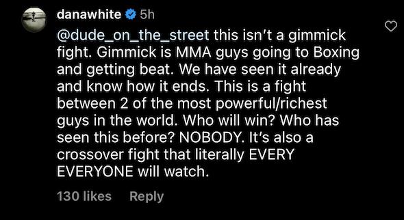 Dana White is in an Instagram fight with UFC fans after he was trolled by them for promoting gimmick Elon Musk vs Mark Zuckerberg