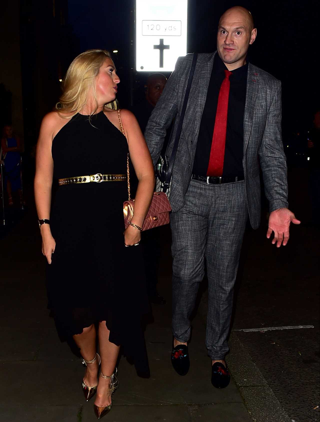 Tyson Fury, his wife Paris and Gordon Ramsay's daughter arrive with a sports star boyfriend to the restaurant launch.