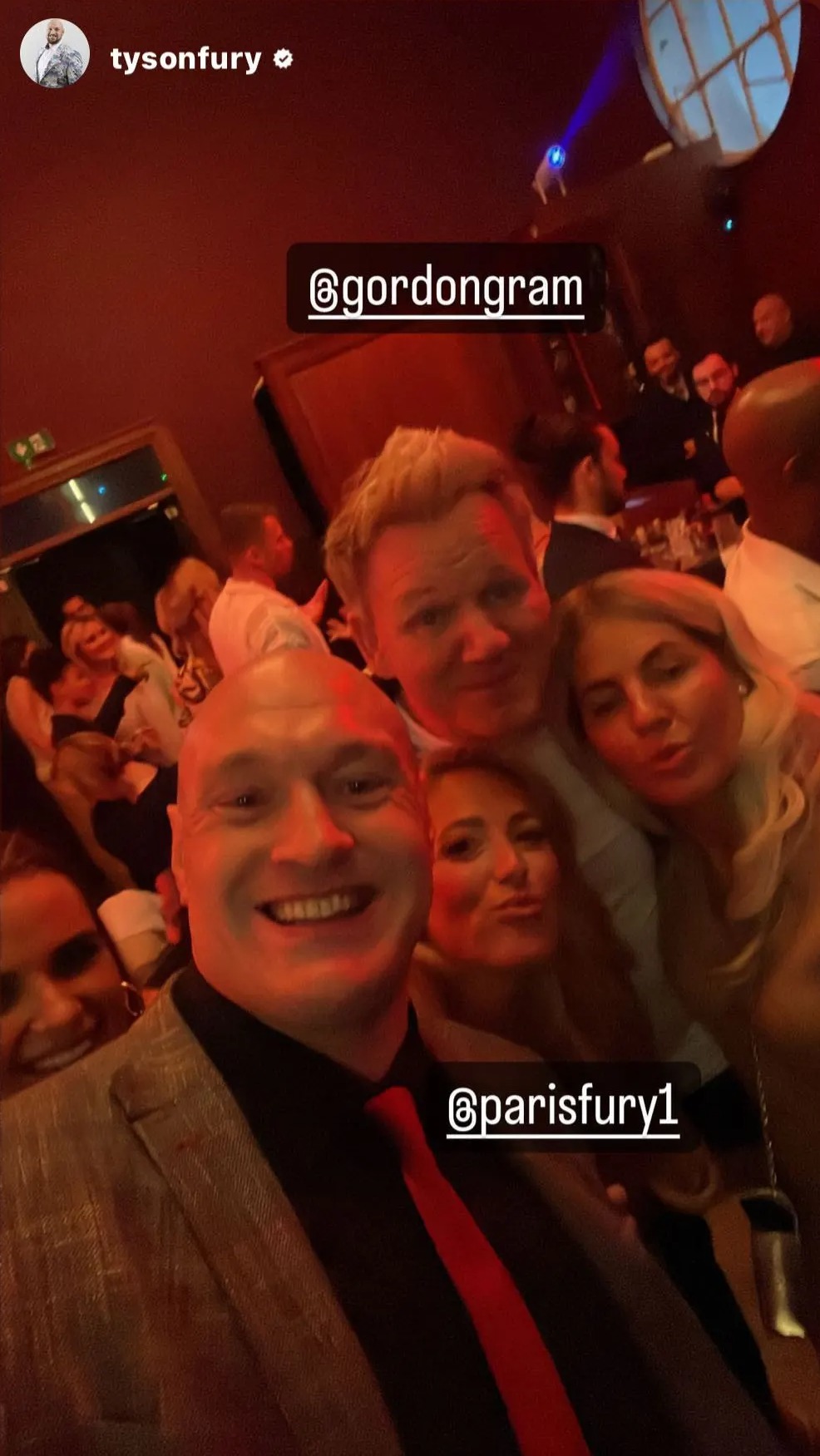 Tyson Fury, his wife Paris and Gordon Ramsay's daughter arrive with a sports star boyfriend to the restaurant launch.