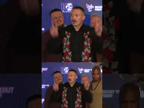 Oleksandr Usyk rapping in a face-off with Daniel Dubois