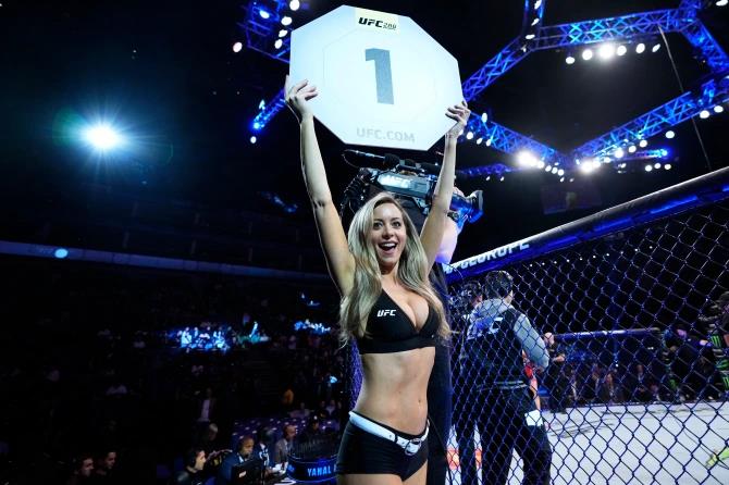Carly Baker, the UFC Octagon girl, in her bikinis before UFC Fight Night London