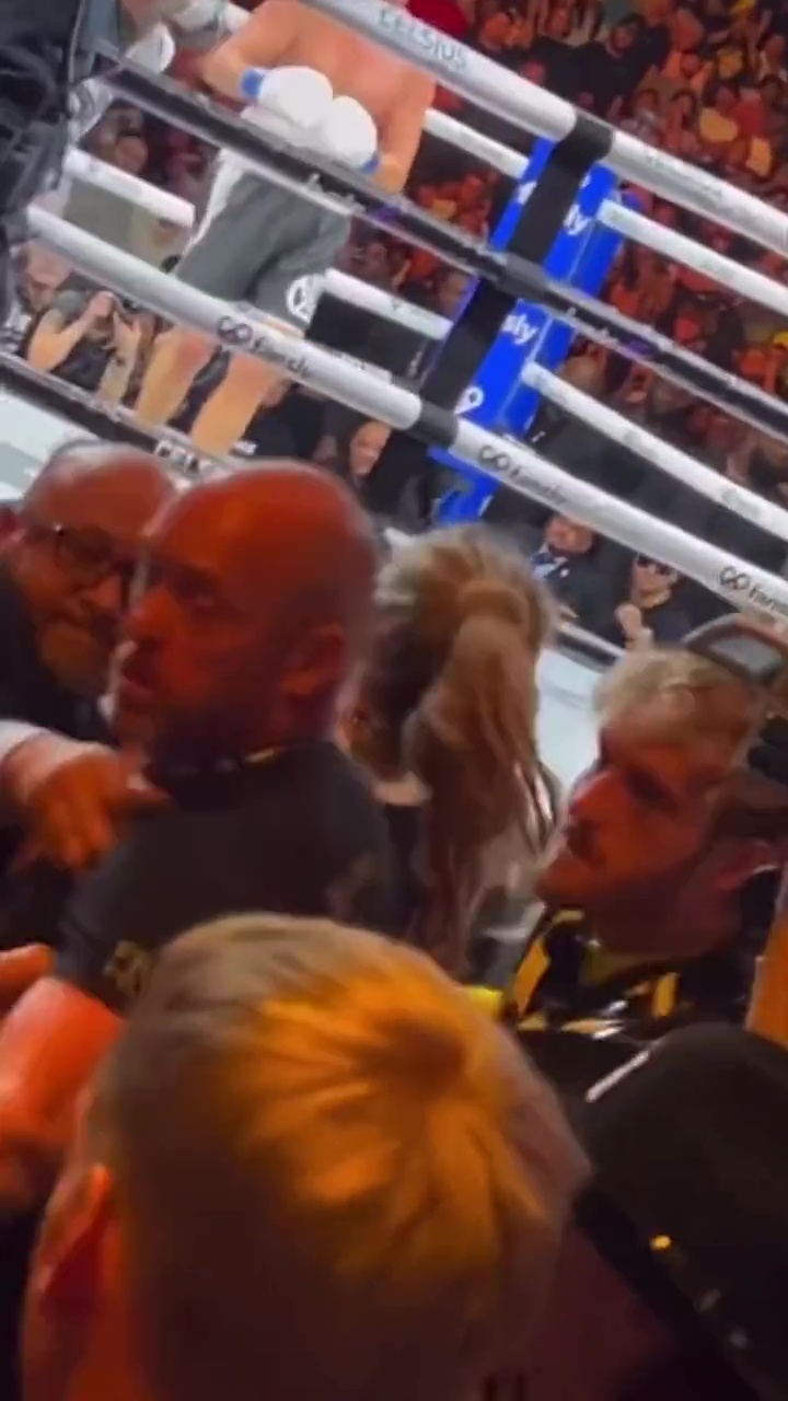 Ringside Chaos as Logan Paul gets involved in a brawl during Jake Paul vs Diaz fight