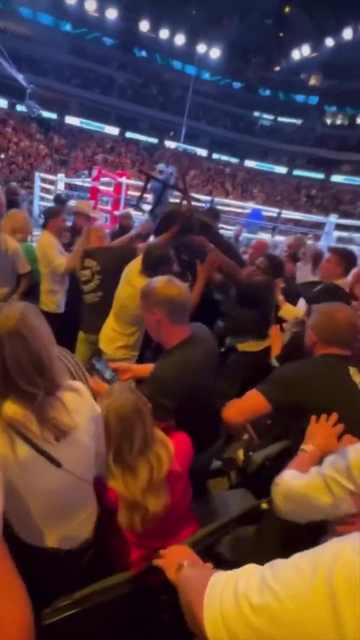 Ringside Chaos as Logan Paul gets involved in a brawl during Jake Paul vs Diaz fight