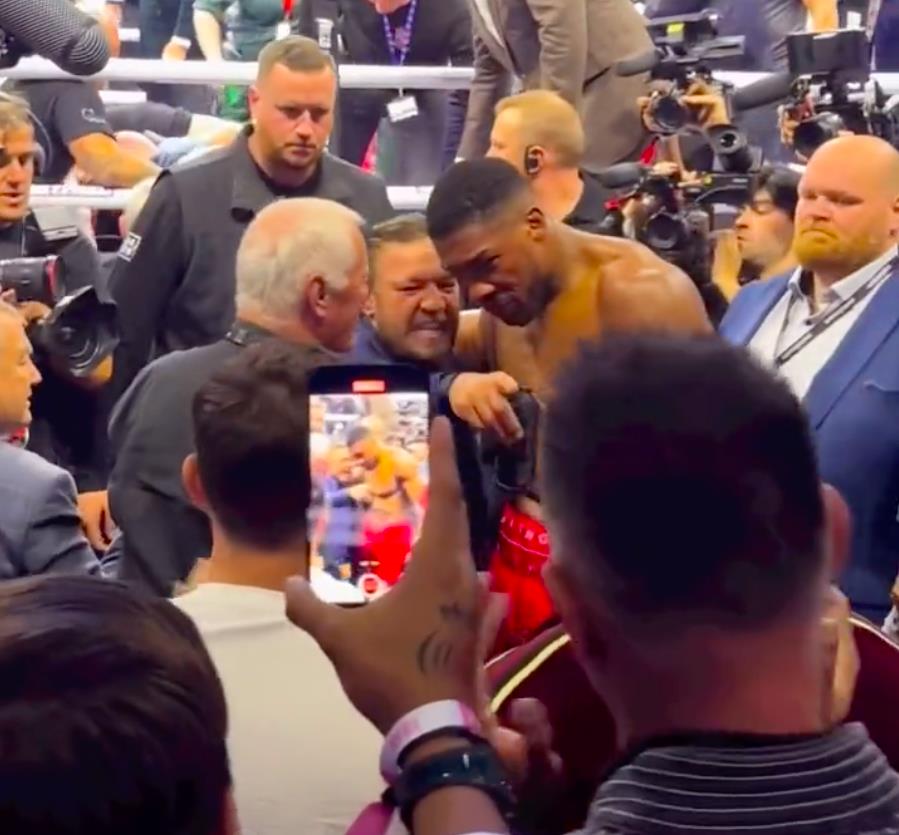 Conor McGregor and KSI fight at Anthony Joshua's match, footage reveals