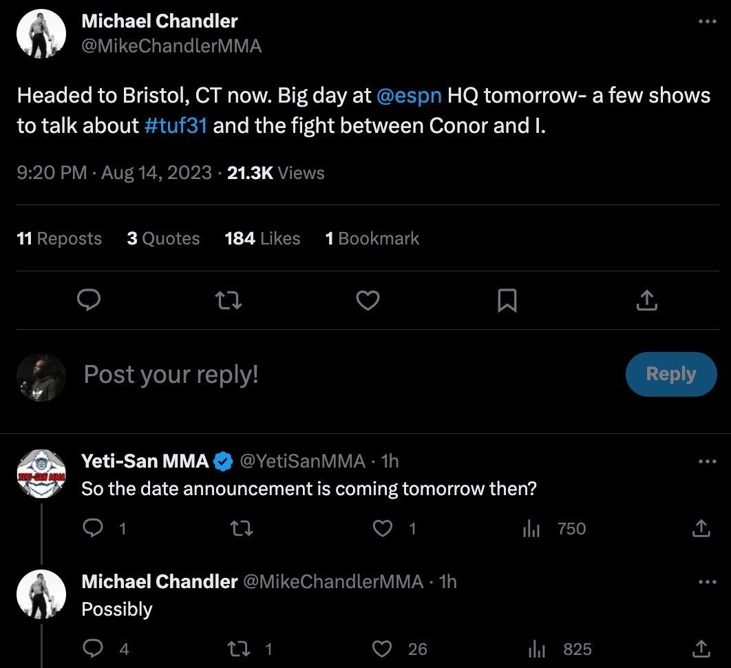 Michael Chandler makes a big announcement about Conor McGregor's fight