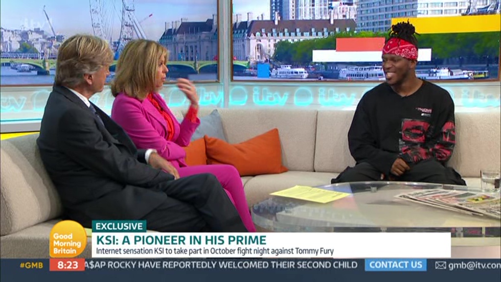 Kate Garraway is told to 'Calm down' by KSI as she punches Richard Madeley live on TV