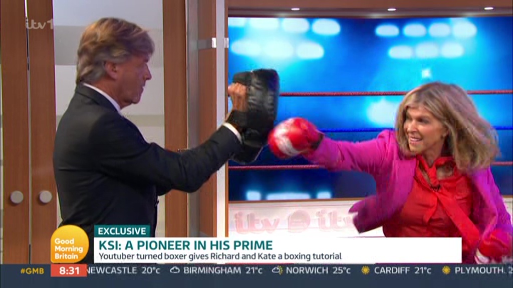 Kate Garraway is told to 'Calm down' by KSI as she punches Richard Madeley live on TV